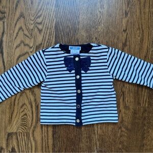 Jacadi Navy and White Striped Kids Button Down Shirt